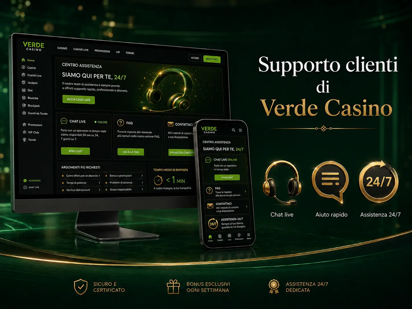 Il Supporto Clienti di Verde Casino